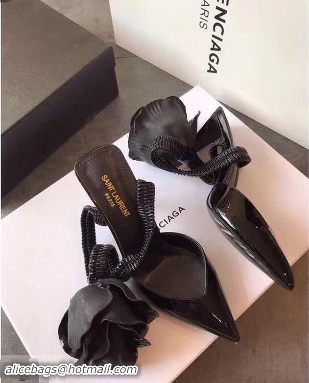 Lowest Cost Saint Laurent Point Heel With Flower Y83009 Black