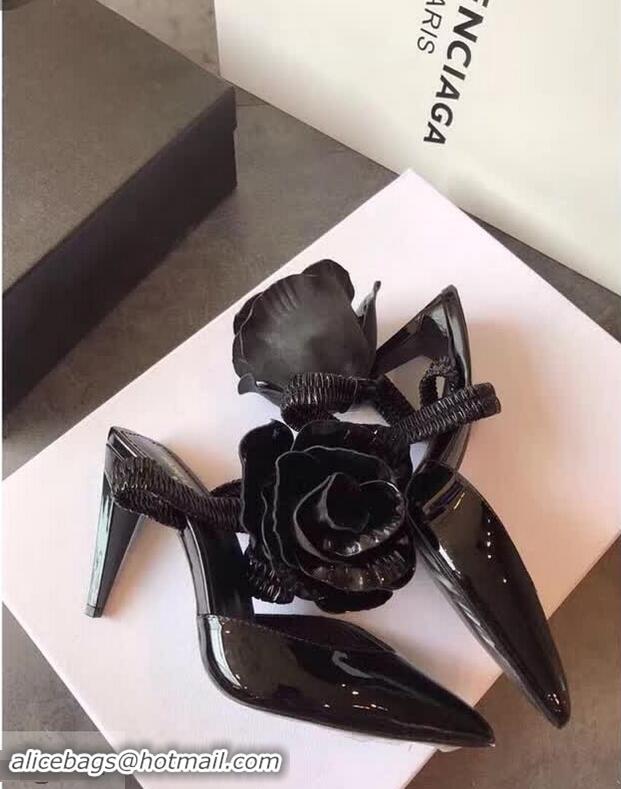 Lowest Cost Saint Laurent Point Heel With Flower Y83009 Black