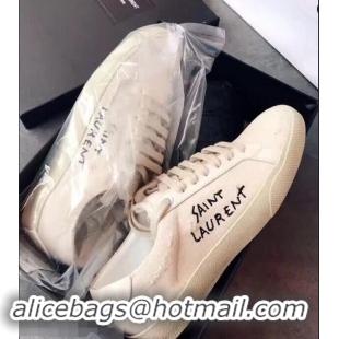 Grade Super Saint Laurent Court SL06 Sneakers Embroidered with Saint Laurent Y86714 White Worn Look