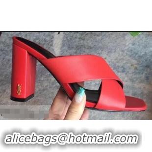 Affordable Price Saint Laurent Heel 6.5cm/9cm Leather Loulou Mules Y93510 Red