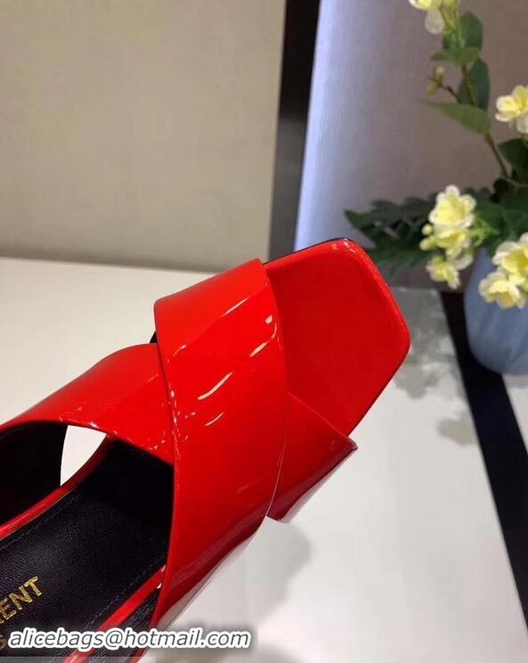 Most Popular Saint Laurent Heel 6.5cm/9cm Leather Loulou Mules Y93510 Patent Red