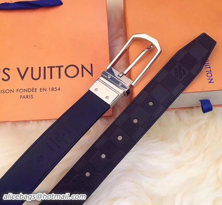 Top Quality Louis Vuitton Width 3.5cm Double Sides Belts 621011 Black/Blue