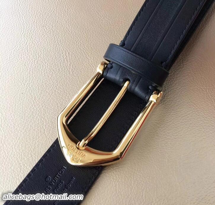 Top Quality Louis Vuitton Calfskin Stripe Trim Belt 6210123 Black/Gold