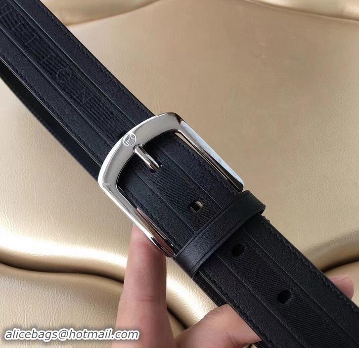 Good Product Louis Vuitton Calfskin Stripe Trim Belt 6210123 Black/Silver