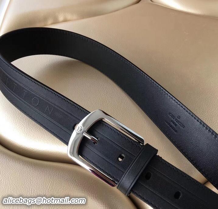 Good Product Louis Vuitton Calfskin Stripe Trim Belt 6210123 Black/Silver