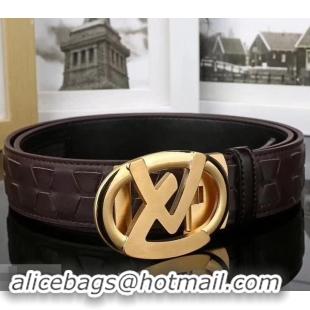 Grade Design Louis Vuitton Calfskin 34 mm Belt 621015 Burgundy