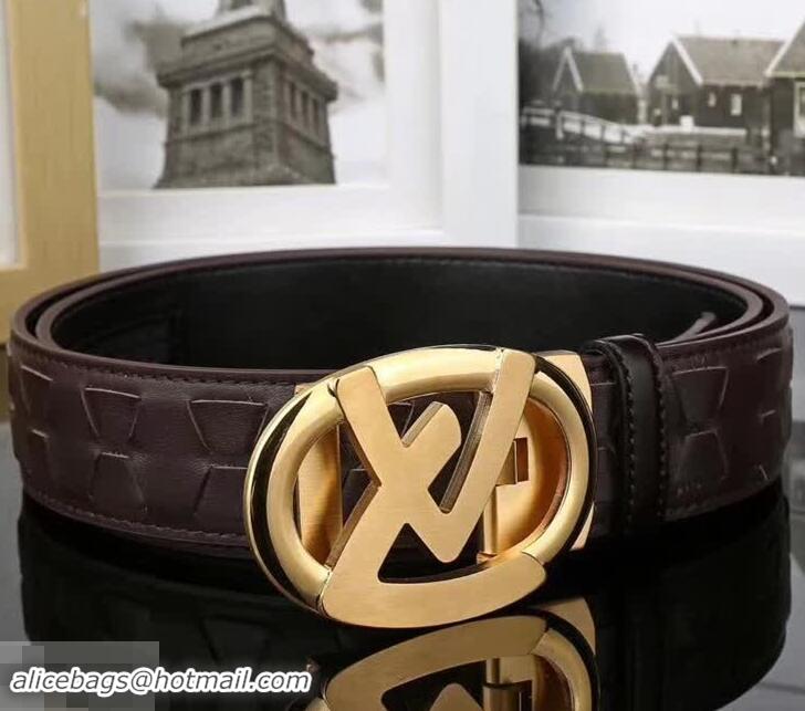 Grade Design Louis Vuitton Calfskin 34 mm Belt 621015 Burgundy