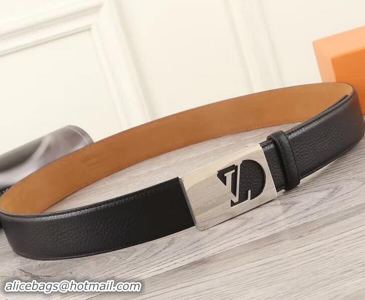 Top Design Louis Vuitton Calfskin Belt 4cm Width Silver/Gold Hardware 931011