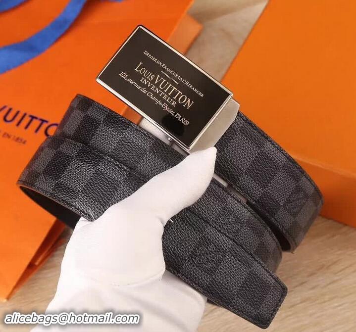 Cheap Price Louis Vuitton Damier Graphite/Damier Ebene Canvas Belt 3.5cm Width Silver Hardware 931011