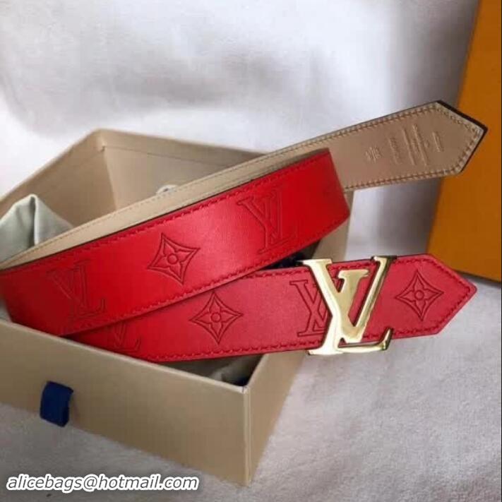 Classic Hot Louis Vuitton Monogram Vernis Leather Belt 30mm Width Red 931018