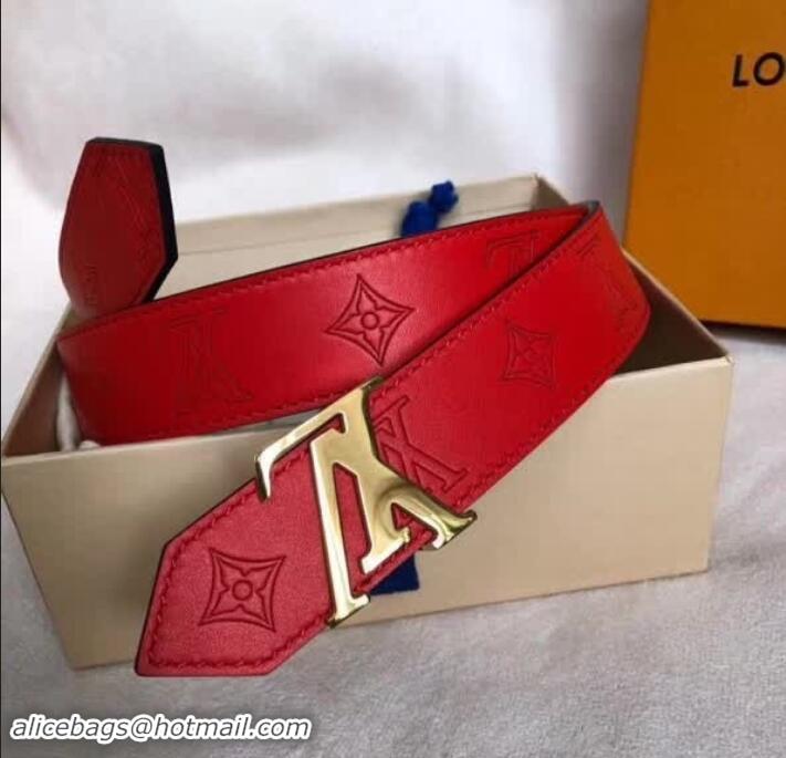 Classic Hot Louis Vuitton Monogram Vernis Leather Belt 30mm Width Red 931018