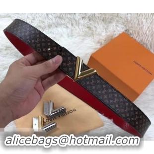 Luxury Classic Louis Vuitton Monogram Canvas Belt 35mm Width with V 931020 Buckle Gold