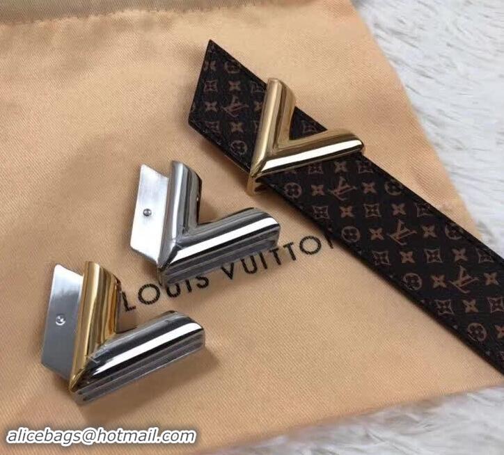 Luxury Classic Louis Vuitton Monogram Canvas Belt 35mm Width with V 931020 Buckle Gold