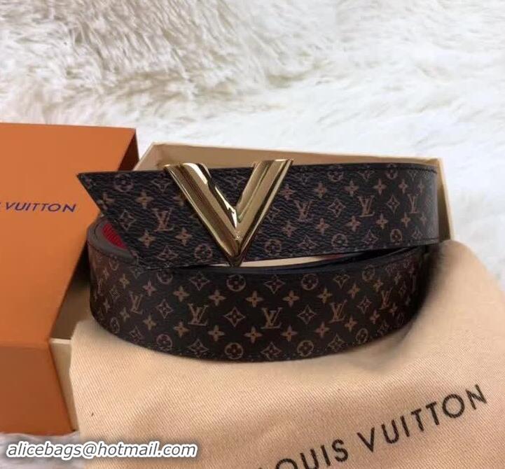 Luxury Classic Louis Vuitton Monogram Canvas Belt 35mm Width with V 931020 Buckle Gold