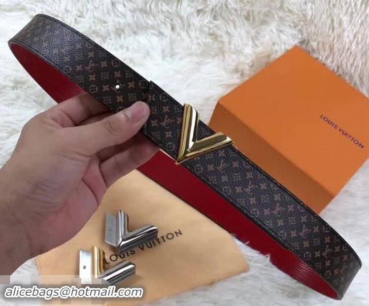 Luxury Classic Louis Vuitton Monogram Canvas Belt 35mm Width with V 931020 Buckle Gold