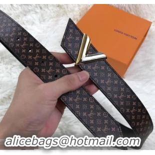 Stylish Louis Vuitton Monogram Canvas Belt 35mm Width with V Buckle 931021 Silver/Gold