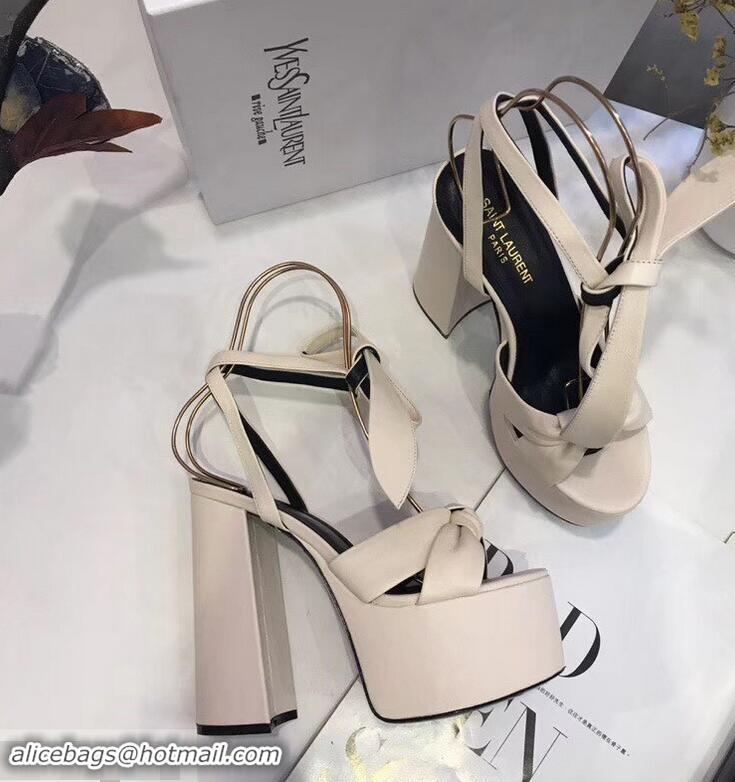 Buy Faux Saint Laurent Paige Platform Sandals Y96301 White 2019