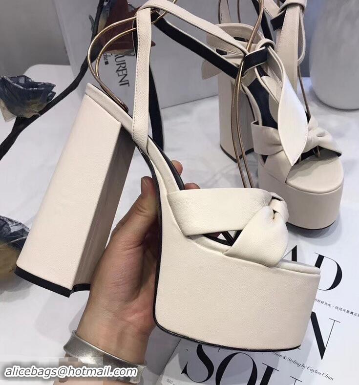 Buy Faux Saint Laurent Paige Platform Sandals Y96301 White 2019