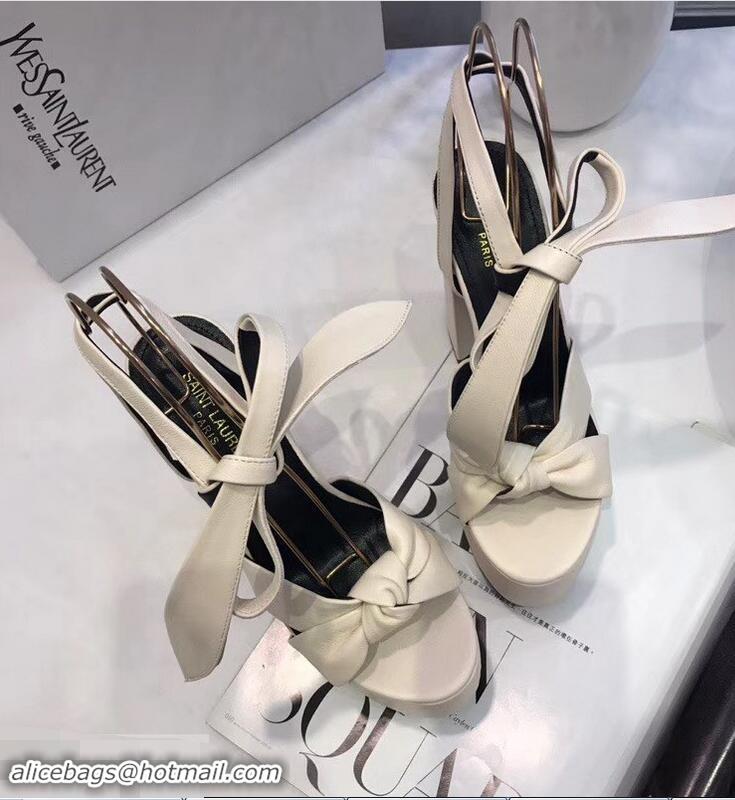 Buy Faux Saint Laurent Paige Platform Sandals Y96301 White 2019