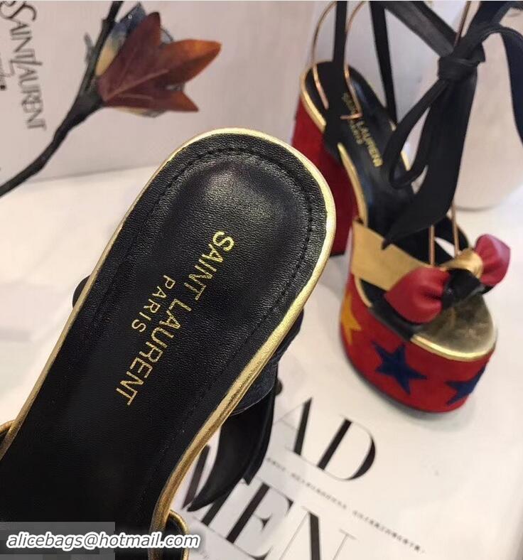 Buy Discount Saint Laurent Paige Platform Sandals Y96301 Red/Star 2019