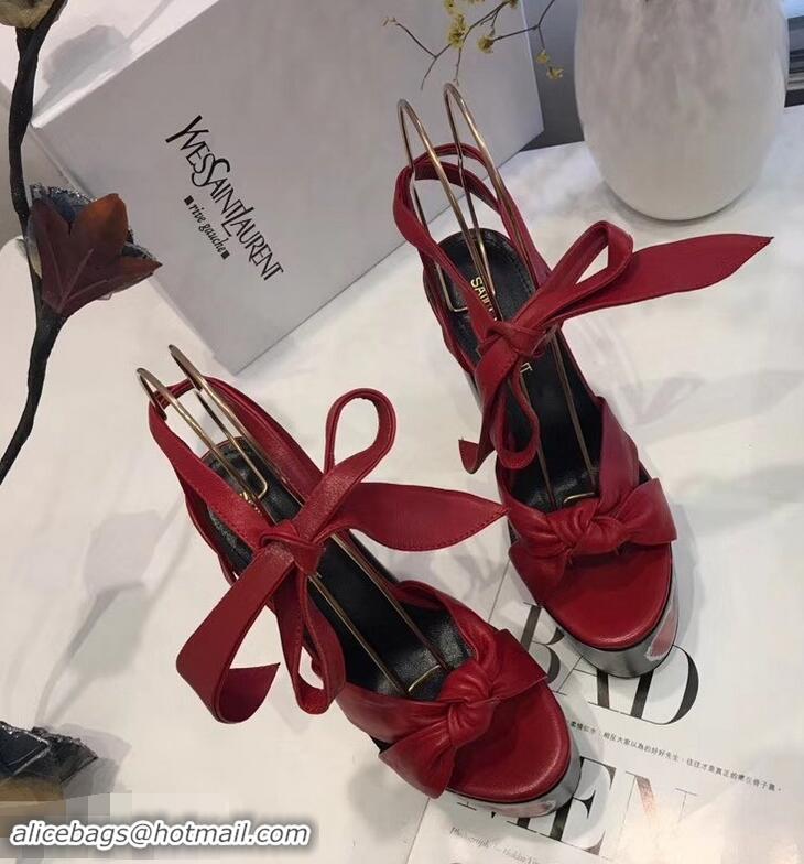 High Quality Saint Laurent Paige Platform Sandals Y96303 Red/Heart 2019