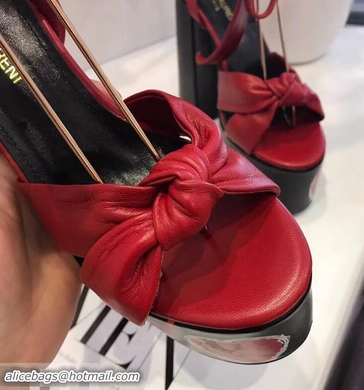 High Quality Saint Laurent Paige Platform Sandals Y96303 Red/Heart 2019