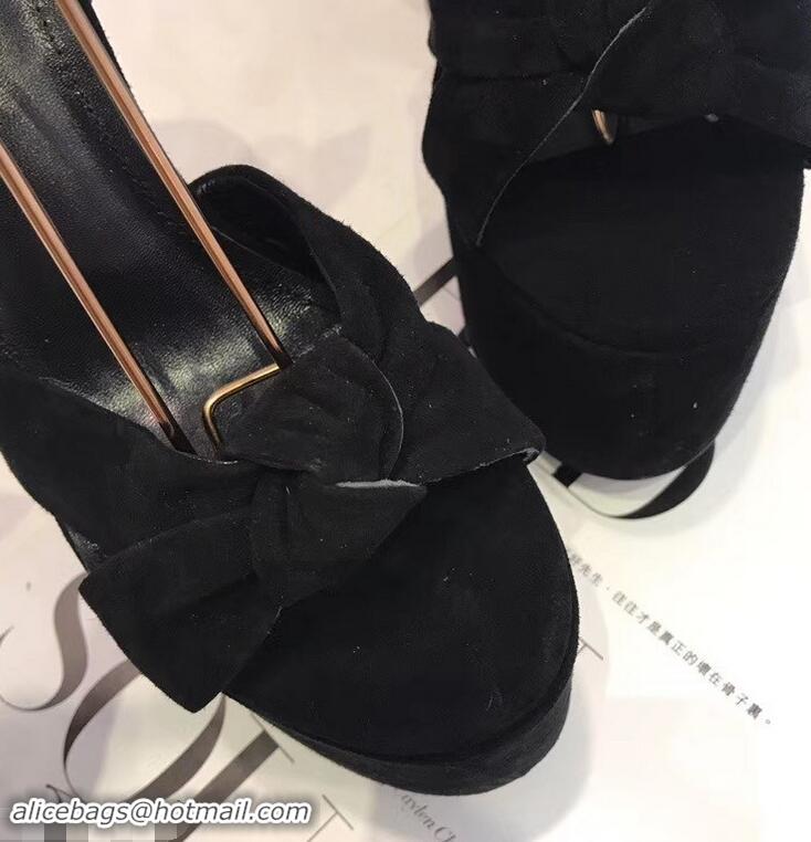 Ladies New Saint Laurent Paige Platform Sandals Y96304 Suede Black 2019