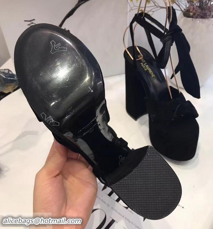 Ladies New Saint Laurent Paige Platform Sandals Y96304 Suede Black 2019