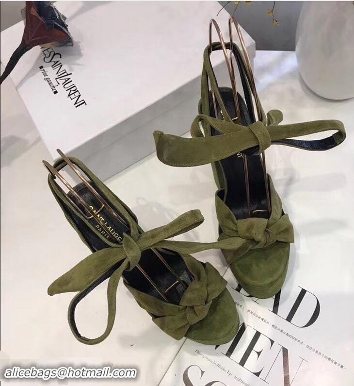 Hot Sell Saint Laurent Paige Platform Sandals Y96306 Suede Green 2019