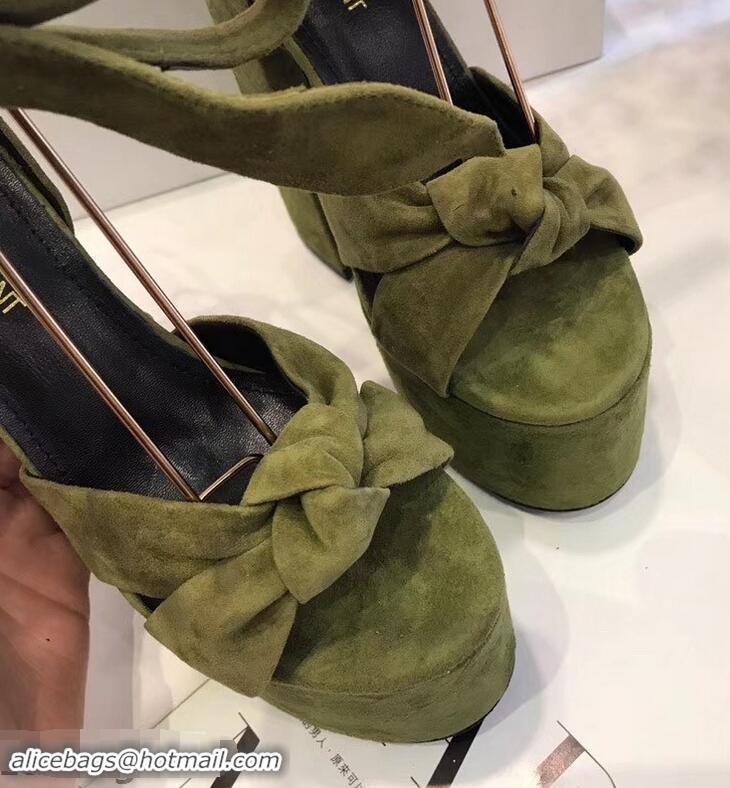 Hot Sell Saint Laurent Paige Platform Sandals Y96306 Suede Green 2019