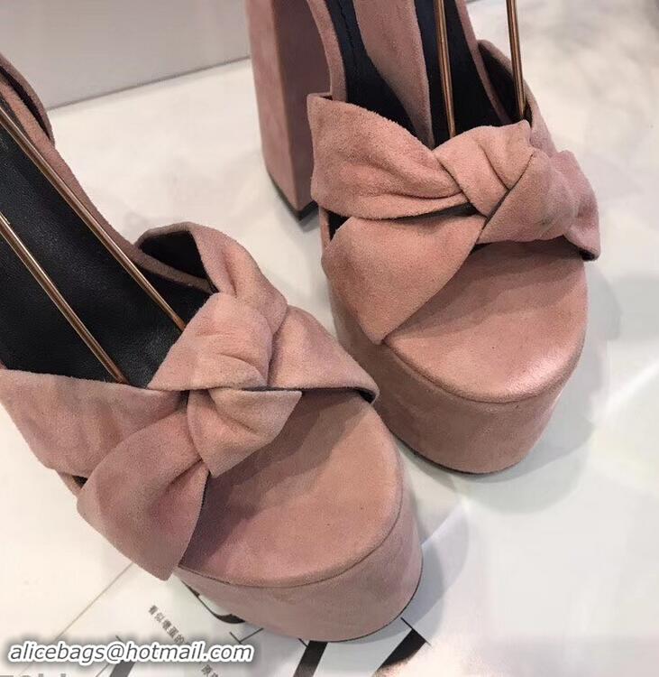 Imitation Saint Laurent Paige Platform Sandals Y96304 Suede Pink 2019