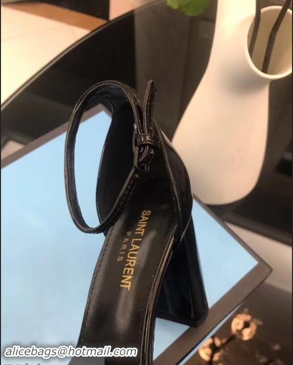 Top Quality Saint Laurent Heel 8.5cm Leather Sandals Y96309 Black 2019