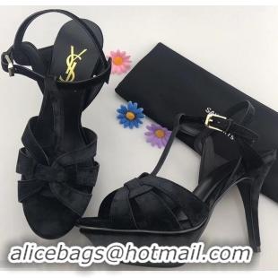 Top Quality Saint Laurent Tribute Sandals Y96401 Velvet Black