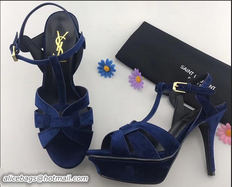 Top Quality Saint Laurent Tribute Sandals Y96401 Velvet Black