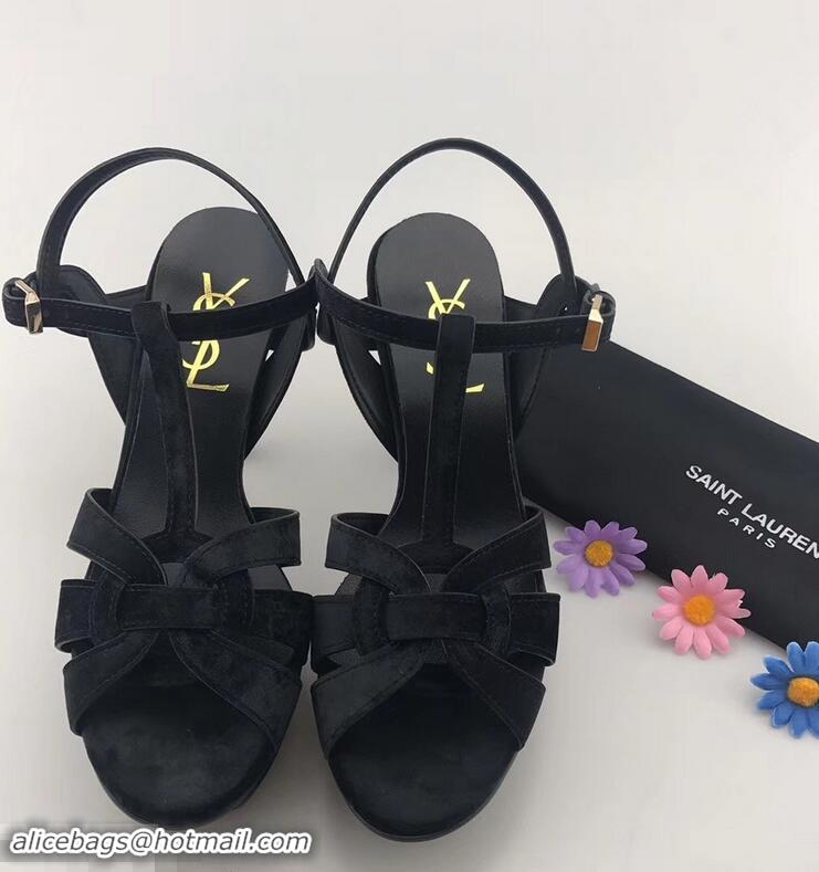 Top Quality Saint Laurent Tribute Sandals Y96401 Velvet Black