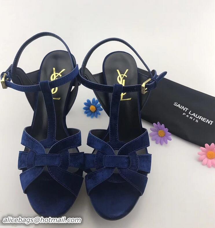 Top Quality Saint Laurent Tribute Sandals Y96401 Velvet Black