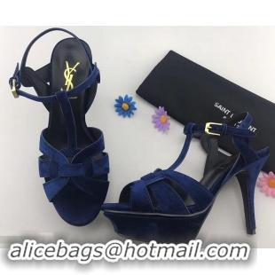 Wholesale Replicas Saint Laurent Tribute Sandals Y96401 Velvet Blue