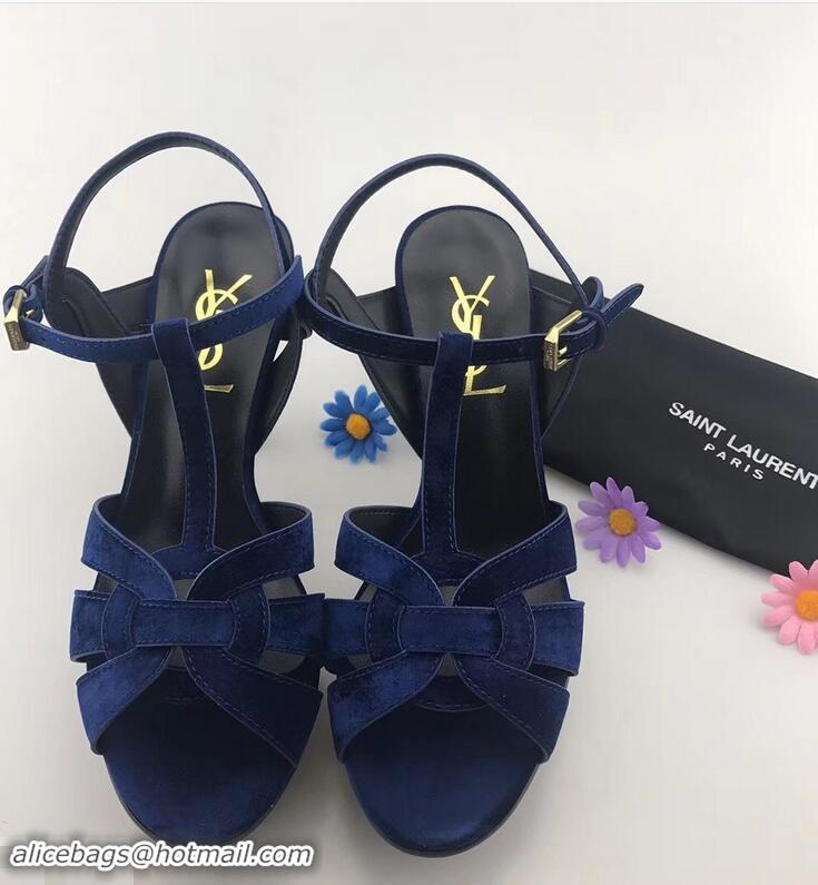 Wholesale Replicas Saint Laurent Tribute Sandals Y96401 Velvet Blue