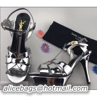 Classic Discount Saint Laurent Tribute Sandals Y96406 Metallic Leather Silver