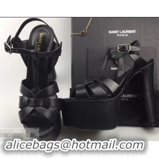 Specials Saint Laurent Heel 13.5cm Platform 5.5cm Tribute Sandals In Smooth Leather Y96416 Black