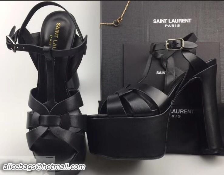 Specials Saint Laurent Heel 13.5cm Platform 5.5cm Tribute Sandals In Smooth Leather Y96416 Black