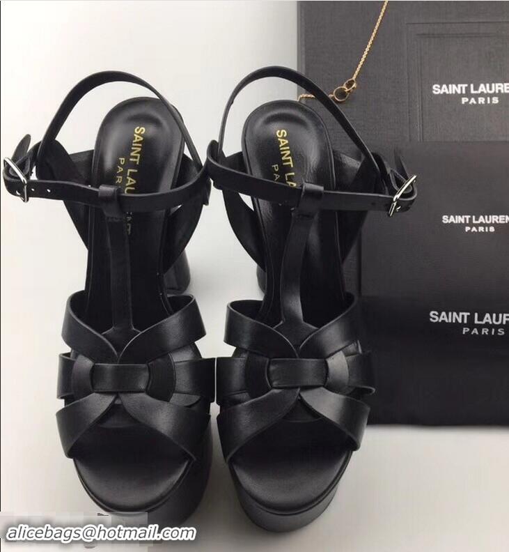 Specials Saint Laurent Heel 13.5cm Platform 5.5cm Tribute Sandals In Smooth Leather Y96416 Black