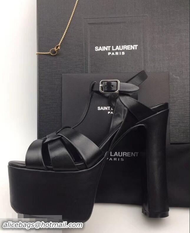 Specials Saint Laurent Heel 13.5cm Platform 5.5cm Tribute Sandals In Smooth Leather Y96416 Black