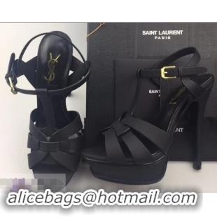 Discount Faux Saint Laurent Tribute Sandals Y96427 Satin Black