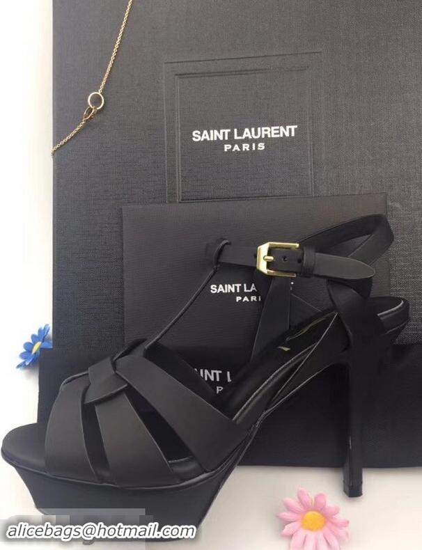 Discount Faux Saint Laurent Tribute Sandals Y96427 Satin Black