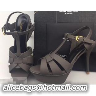 Top Quality Saint Laurent Tribute Sandals Y96427 Satin Dark Gray