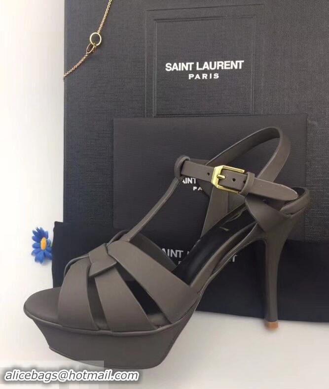 Top Quality Saint Laurent Tribute Sandals Y96427 Satin Dark Gray