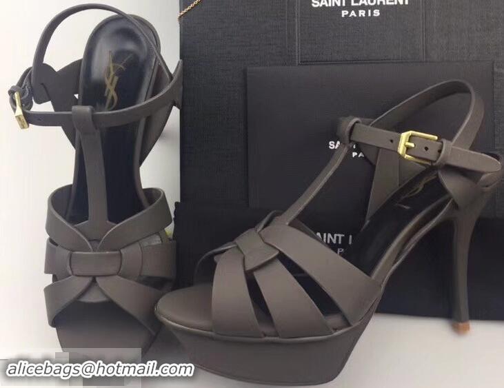 Top Quality Saint Laurent Tribute Sandals Y96427 Satin Dark Gray