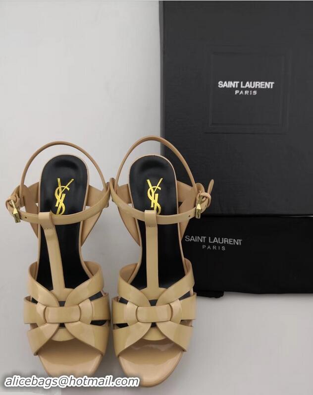 Cheapest Best Saint Laurent Tribute Sandals In Patent Leather Y96433 Apricot