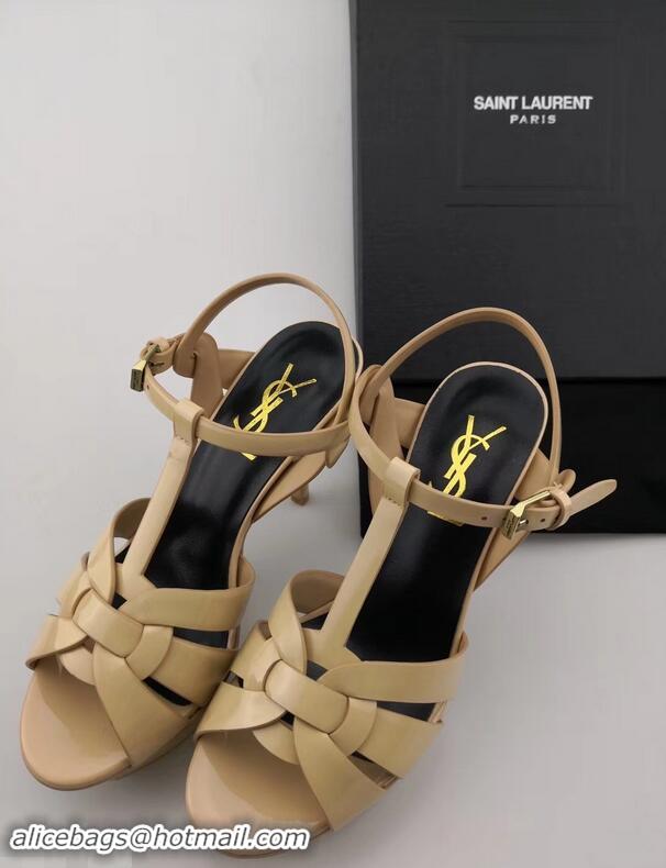 Cheapest Best Saint Laurent Tribute Sandals In Patent Leather Y96433 Apricot